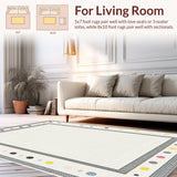 Ultra Soft Area Rug, Non Slip, Stain Resistant, Washable Area Rugs for Living Room, Bedroom, Modern Chic Striped Visual Style(White)
