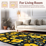 Ultra Soft Area Rug, Non Slip, Stain Resistant, Washable Area Rugs for Living Room, Bedroom, Artistic Modern Flower Pattern(Yellow)