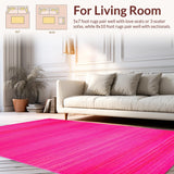 Ultra Soft Area Rug, Non Slip, Stain Resistant, Washable Area Rugs for Living Room, Bedroom, Lively Funky Twisted Stripes(Pink)