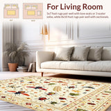 Ultra Soft Area Rug, Non Slip, Stain Resistant, Washable Area Rugs for Living Room, Bedroom, Boho Insect Print Beige Area(Beige)