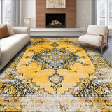 Ultra Soft Area Rug, Non Slip, Stain Resistant, Washable Area Rugs for Living Room, Bedroom, Sophisticated Diamond Trellis Design(Yellow)