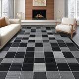 Ultra Soft Area Rug, Non Slip, Stain Resistant, Washable Area Rugs for Living Room, Bedroom, Sophisticated Minimalist Grid Pattern(Black)