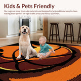 Ultra Soft Area Rug, Non Slip, Stain Resistant, Washable Area Rugs for Living Room, Bedroom, Bright Fiery Graphic Appeal(Orange)
