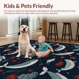Ultra Soft Area Rug, Non Slip, Stain Resistant, Washable Area Rugs for Living Room, Bedroom, Rustic Handcrafted Marine Emblem(Blue)