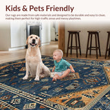 Ultra Soft Area Rug, Non Slip, Stain Resistant, Washable Area Rugs for Living Room, Bedroom, Elegant Earthy Distressed Aesthetic(Blue)