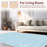 Ultra Soft Area Rug, Non Slip, Stain Resistant, Washable Area Rugs for Living Room, Bedroom, Light Blue and White Gingham(Blue)
