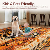 Ultra Soft Area Rug, Non Slip, Stain Resistant, Washable Area Rugs for Living Room, Bedroom, Rustic Warm Earthy Palette(Orange)