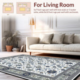 Ultra Soft Area Rug, Non Slip, Stain Resistant, Washable Area Rugs for Living Room, Bedroom, Stylish Earthy Trellis Elements(White)