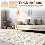Ultra Soft Area Rug, Non Slip, Stain Resistant, Washable Area Rugs for Living Room, Bedroom, Sophisticated Luxe Ogee Shape(Beige)