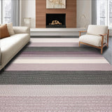 Ultra Soft Area Rug, Non Slip, Stain Resistant, Washable Area Rugs for Living Room, Bedroom, Chic Neutral Textured Stripe Motif(Purple)