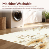 Ultra Soft Area Rug, Non Slip, Stain Resistant, Washable Area Rugs for Living Room, Bedroom, Artistic Floral Beige and Ivory Tones Modern Design(Beige)
