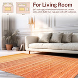 Ultra Soft Area Rug, Non Slip, Stain Resistant, Washable Area Rugs for Living Room, Bedroom, Distressed Ombre Rug with Rustic Hues and Abstract Linear Overlay Design(Orange)