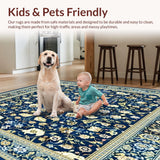 Ultra Soft Area Rug, Non Slip, Stain Resistant, Washable Area Rugs for Living Room, Bedroom, Exquisite Blue/Beige Area(Blue)
