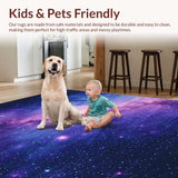 Ultra Soft Area Rug, Non Slip, Stain Resistant, Washable Area Rugs for Living Room, Bedroom, Striking Starfield Visual Experience(Purple)