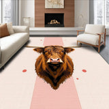 Ultra Soft Area Rug, Non Slip, Stain Resistant, Washable Area Rugs for Living Room, Bedroom, Contemporary Cozy Cow Graphic(Brown)