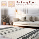 Ultra Soft Area Rug, Non Slip, Stain Resistant, Washable Area Rugs for Living Room, Bedroom, Chic Black and White Trellis Artwork(White)