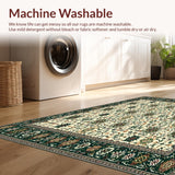 Ultra Soft Area Rug, Non Slip, Stain Resistant, Washable Area Rugs for Living Room, Bedroom, Geometric Botanical Plaid Boho Area(Beige)
