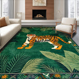 Ultra Soft Area Rug, Non Slip, Stain Resistant, Washable Area Rugs for Living Room, Bedroom, Vintage Ethnic Jungle Aesthetic(Green)