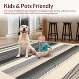 Ultra Soft Area Rug, Non Slip, Stain Resistant, Washable Area Rugs for Living Room, Bedroom, Sleek Geometric Black and Beige(Beige)