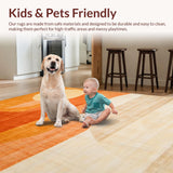 Ultra Soft Area Rug, Non Slip, Stain Resistant, Washable Area Rugs for Living Room, Bedroom, Vibrant Abstract Sun and Moon Motif(Orange)