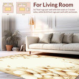 Ultra Soft Area Rug, Non Slip, Stain Resistant, Washable Area Rugs for Living Room, Bedroom, Sophisticated Non Slip Bath With Elegant Cream Floral Motif Design(Beige)