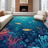 Ultra Soft Area Rug, Non Slip, Stain Resistant, Washable Area Rugs for Living Room, Bedroom, Oceanic Sensory Mat Marine Life & Bubbles Play Area Rug Design(Blue)