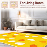 Ultra Soft Area Rug, Non Slip, Stain Resistant, Washable Area Rugs for Living Room, Bedroom, Trendy Minimalist Egg Form(Yellow)
