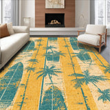Ultra Soft Area Rug, Non Slip, Stain Resistant, Washable Area Rugs for Living Room, Bedroom, Summer Surf Rug: Tropical Paradise Carpet with Surfer Vibe(Yellow)