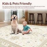 Ultra Soft Area Rug, Non Slip, Stain Resistant, Washable Area Rugs for Living Room, Bedroom, Transitional Neutral Textured Layers(Beige)