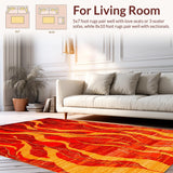 Ultra Soft Area Rug, Non Slip, Stain Resistant, Washable Area Rugs for Living Room, Bedroom, Energetic Warm-toned Abstract Print(Red)