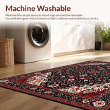 Ultra Soft Area Rug, Non Slip, Stain Resistant, Washable Area Rugs for Living Room, Bedroom, Cozy Earth Tone Pattern(Black)