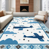 Ultra Soft Area Rug, Non Slip, Stain Resistant, Washable Area Rugs for Living Room, Bedroom, Sky-themed Cartoon Animal Parade(Blue)