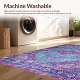 Ultra Soft Area Rug, Non Slip, Stain Resistant, Washable Area Rugs for Living Room, Bedroom, Elegant Light Blue Tiled Design(Pink)