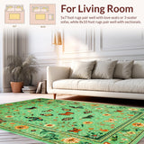 Ultra Soft Area Rug, Non Slip, Stain Resistant, Washable Area Rugs for Living Room, Bedroom, Lush Green Nature-Inspired Motif(Green)