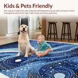 Ultra Soft Area Rug, Non Slip, Stain Resistant, Washable Area Rugs for Living Room, Bedroom, Mythical Sea Monster Rug With Swirling Tentacle Artwork Design(Blue)