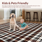 Ultra Soft Area Rug, Non Slip, Stain Resistant, Washable Area Rugs for Living Room, Bedroom, Stylish Earthy Toned Geometric Design(Brown)