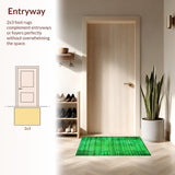 Ultra Soft Area Rug, Non Slip, Stain Resistant, Washable Area Rugs for Living Room, Bedroom, Distressed Boho Green Bedroom Low Pile Rug(Green)
