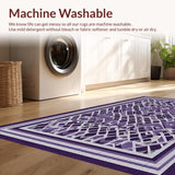 Ultra Soft Area Rug, Non Slip, Stain Resistant, Washable Area Rugs for Living Room, Bedroom, Contemporary Checked Visual Harmony(Purple)