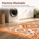 Ultra Soft Area Rug, Non Slip, Stain Resistant, Washable Area Rugs for Living Room, Bedroom, Stylish Abstract Warm Palette(Orange)