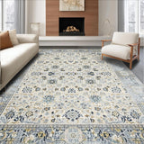Ultra Soft Area Rug, Non Slip, Stain Resistant, Washable Area Rugs for Living Room, Bedroom, Artisan Mosaic Area with Timeworn Floral Geometry and Subtle Borders(Beige)
