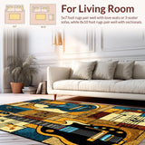 Ultra Soft Area Rug, Non Slip, Stain Resistant, Washable Area Rugs for Living Room, Bedroom, Artistic Bold Musician's Palette(Brown)