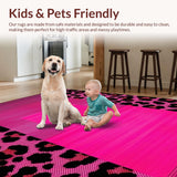 Ultra Soft Area Rug, Non Slip, Stain Resistant, Washable Area Rugs for Living Room, Bedroom, Lively Retro Animal Fusion Style(Pink)