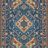 Ultra Soft Area Rug, Non Slip, Stain Resistant, Washable Area Rugs for Living Room, Bedroom, Trendy Colorful Trellis Dynamics(Blue)