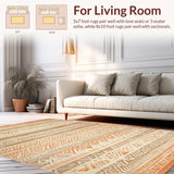 Ultra Soft Area Rug, Non Slip, Stain Resistant, Washable Area Rugs for Living Room, Bedroom, Minimalist Neutral Geometric Aesthetic(Orange)