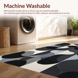 Ultra Soft Area Rug, Non Slip, Stain Resistant, Washable Area Rugs for Living Room, Bedroom, Chic Abstract Curvilinear Motif(Gray)