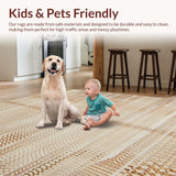 Ultra Soft Area Rug, Non Slip, Stain Resistant, Washable Area Rugs for Living Room, Bedroom, Rustic Neutral Woven Texture(Beige)