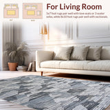 Ultra Soft Area Rug, Non Slip, Stain Resistant, Washable Area Rugs for Living Room, Bedroom, Sleek Grey Geometric Motif(Gray)