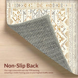 Beige Area Geo Cream Accents Farmhouse Vibes Tribal Art(Beige)