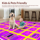 Ultra Soft Area Rug, Non Slip, Stain Resistant, Washable Area Rugs for Living Room, Bedroom, Vibrant Abstract Playful Graphics(Pink)
