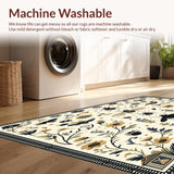 Ultra Soft Area Rug, Non Slip, Stain Resistant, Washable Area Rugs for Living Room, Bedroom, Whimsical Edge Area with Fantasy Bug and Bloom(Ivory)